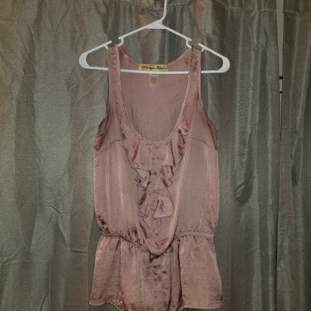 Dusty Rose Ruffle Sleeveless Blouse